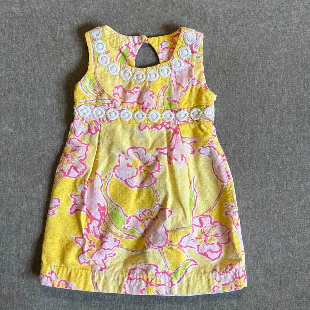 Lilly Pulitzer dress‎ girls 4 yellow pink adelson day star fruit mini floral
